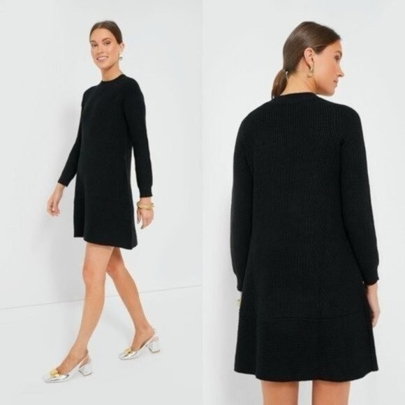 Tuckernuck x Pomander Place | Ainsley Wool Blend Knit Dress Black Large Classic - Picture 1 of 9